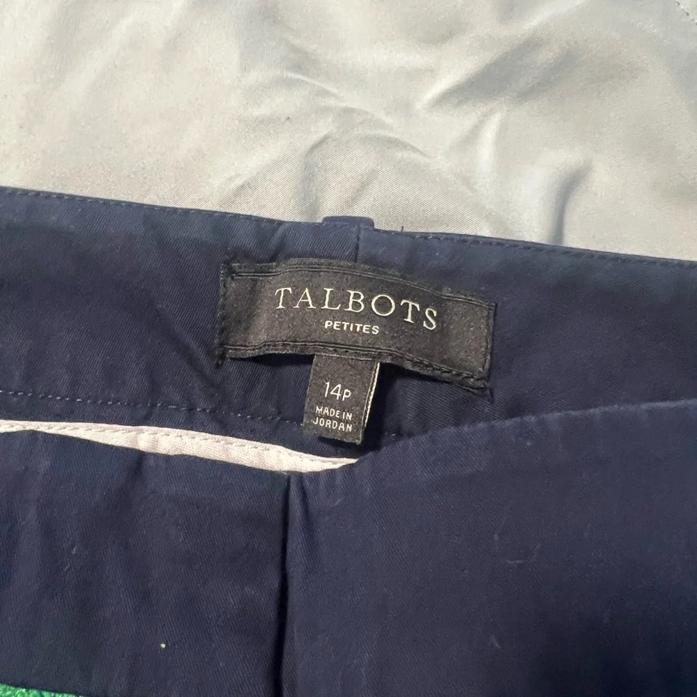 Talbots Navy Capri Pants with Green Embroidered Palm Trees - Picture 2 of 4